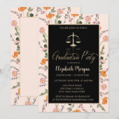 ゴールドの正義の天秤 ワイルドフラワーの卒業 招待状 (正面/裏面)