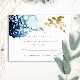 ゴールドの水中魚おむつラッフルベイビーシャワー エンクロージャーカード