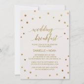 ゴールドの水玉模様の結婚式朝食 招待状 (正面)