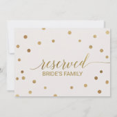 ゴールドの水玉模様の「予約済み」サイン 招待状 (裏面)