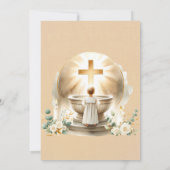 ゴールドの洗礼ベビーボーイ 誕生洗礼 招待状 (裏面)