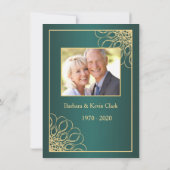 ゴールドの渦巻き 50周年 結婚記念日 写真 招待状 (裏面)