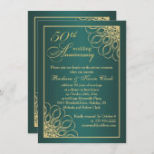 ゴールドの渦巻き 50周年 結婚記念日 招待状 (正面/裏面)