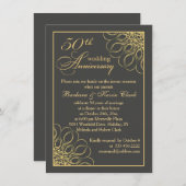 ゴールドの渦 50周年記念 結婚式 招待状 (正面/裏面)