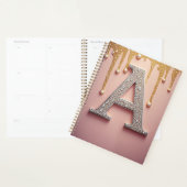 ゴールドの滴が輝くラグジュアリーダイヤモンドモノグラム文字A プランナー手帳 (ディスプレー)