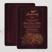 ゴールドの牡丹の招待状 招待状 (正面/裏面)