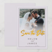 ゴールドの特別な日を記念するカップル写真 クラシックカード セーブザデート (正面/裏面)