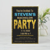 ゴールドの独身パーティー招待状 招待状 (スタンド正面)