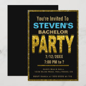 ゴールドの独身パーティー招待状 招待状 (正面/裏面)