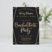 ゴールドの独身最後のパーティー招待状 - 予定表 招待状 (スタンド正面)