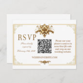 ゴールドの王室招待　QRコードカード 出欠カード (正面/裏面)