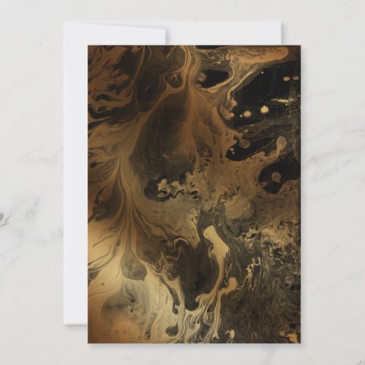 ゴールドの疑似メタリックブラック大理石 お祝いに参加しよう 招待状 (裏面)