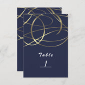 ゴールドの疑似箔 & お好きな色のエレガントなテーブルナンバー 招待状 (正面/裏面)