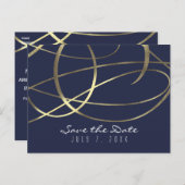 ゴールドの疑似箔 任意の色 ウェディング セーブ・ザ・デート 案内ポストカード (正面/裏面)