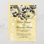 ゴールドの疑似金属ボケに輝くクルリキュエ 招待状 (正面/裏面)