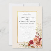 ゴールドの秋のテラコッタ フラワーコレクション 招待状 (正面)