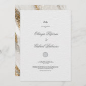 ゴールドの筆致が入った白い結婚式の招待状 招待状 (正面/裏面)