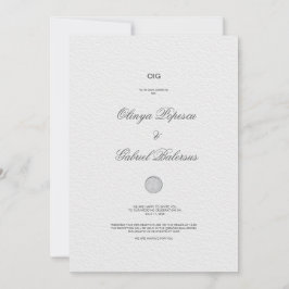 ゴールドの筆致が入った白い結婚式の招待状 招待状