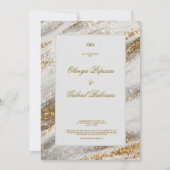 ゴールドの筆致が入った白い結婚式の招待状 招待状 (正面)