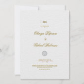 ゴールドの筆致が入った白い結婚式の招待状 招待状 (正面)