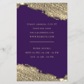 ゴールドの筆跡がエレガントな紫のフライヤー チラシ (裏面)