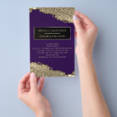 ゴールドの筆跡がエレガントな紫のフライヤー チラシ (ハンドル)