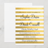 ゴールドの箔ストライプ ウェディング招待状 招待状 (正面/裏面)