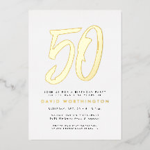 ゴールドの箔押しが大人っぽい50歳の誕生日パーティーのための招待状