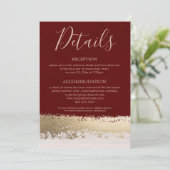 ゴールドの箔押しとバーガンディーの結婚式の詳細情報 招待状 (スタンド正面)