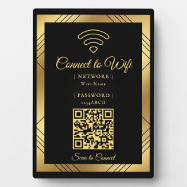 ゴールドの箔押しアールデコ調Wi-Fi フォトプラーク