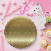 ゴールドの箔押しカラーポルカドット ペーパープレート (パーティー)