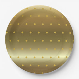 ゴールドの箔押しカラーポルカドット ペーパープレート