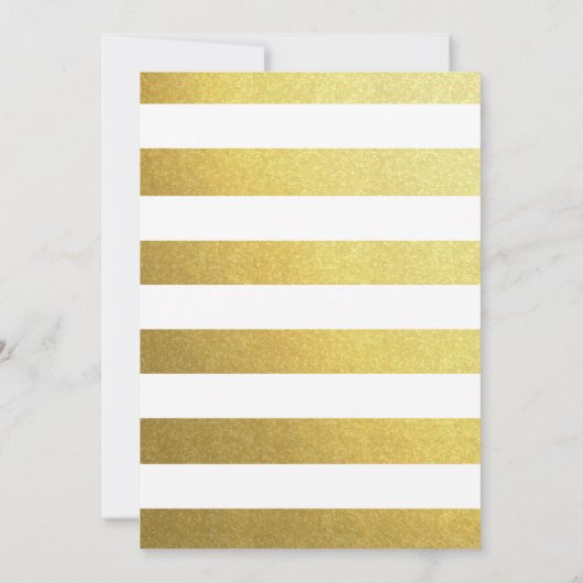 ゴールドの箔押しストライプとフォークロアの花のウェディング黄色 招待状 (裏面)