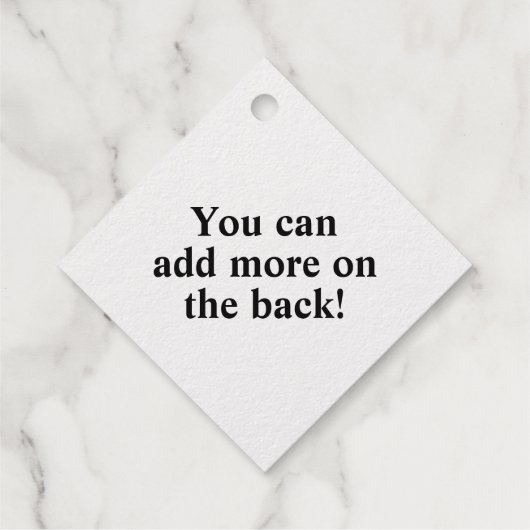 ゴールドの箔押しタグにオリジナルテキスト フェイバータグ (裏面)