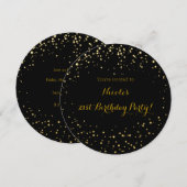 ゴールドの箔押しドットとブラックのモダンな円形招待状 招待状 (正面/裏面)