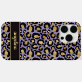 ゴールドの箔押しパープルのヒョウ柄モノグラム Case-Mate iPhoneケース (裏面 (横))
