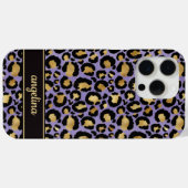 ゴールドの箔押しパープルのヒョウ柄モノグラム Case-Mate iPhoneケース (裏面 (横))