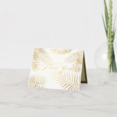 ゴールドの箔押しパームリーフトロピカルウェディング サンキューカード (正面)