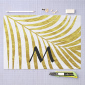 ゴールドの箔押しパームリーフトロピカルモノグラムイニシャル 薄葉紙 (クラフト)