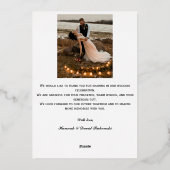 ゴールドの箔押しフレーム 結婚式のお礼状カード 箔招待状 (裏面)