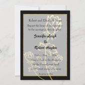 ゴールドの箔押しローズの透かし模様をテーマにしたウェディング 招待状 (正面)