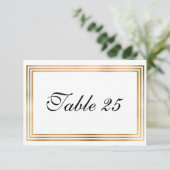 ゴールドの箔押し枠が付いた結婚式のテーブルナンバーカード 招待状 (スタンド正面)
