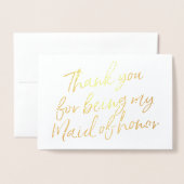 ゴールドの箔押し 感謝の気持ちを込めて 私の結婚式でサポーターとして支えてくれてありがとう 箔カード (封筒付き正面)