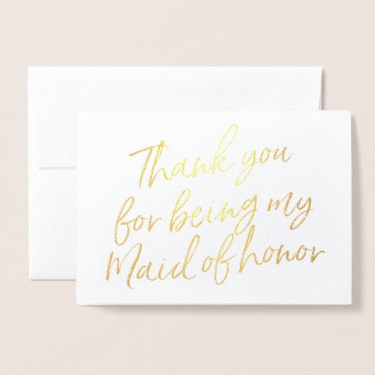 ゴールドの箔押し 感謝の気持ちを込めて 私の結婚式でサポーターとして支えてくれてありがとう 箔カード (封筒付き正面)