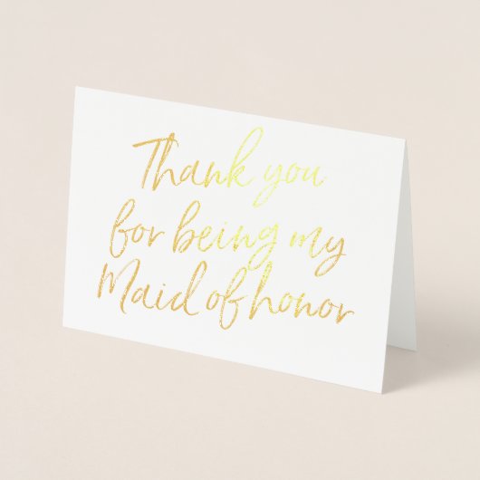 ゴールドの箔押し 感謝の気持ちを込めて 私の結婚式でサポーターとして支えてくれてありがとう 箔カード (正面)