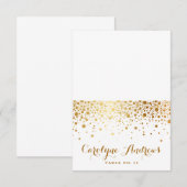 ゴールドの箔風の輝きを放つドットがエレガントな名札 I 招待状 (正面/裏面)
