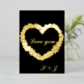 ゴールドの箔 愛してるカード 箔招待状 (立ち正面)