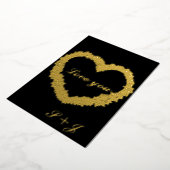 ゴールドの箔 愛してるカード 箔招待状 (回転した状態)