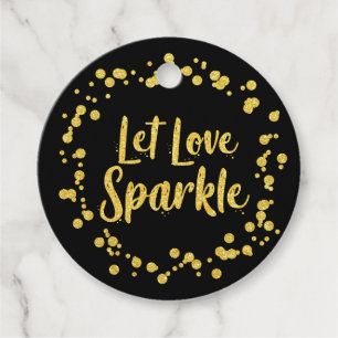 ゴールドの紙吹雪の結婚式で輝く黒を愛しなさい フェイバータグ