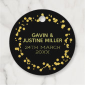 ゴールドの紙吹雪の結婚式で輝く黒を愛しなさい フェイバータグ (裏面)